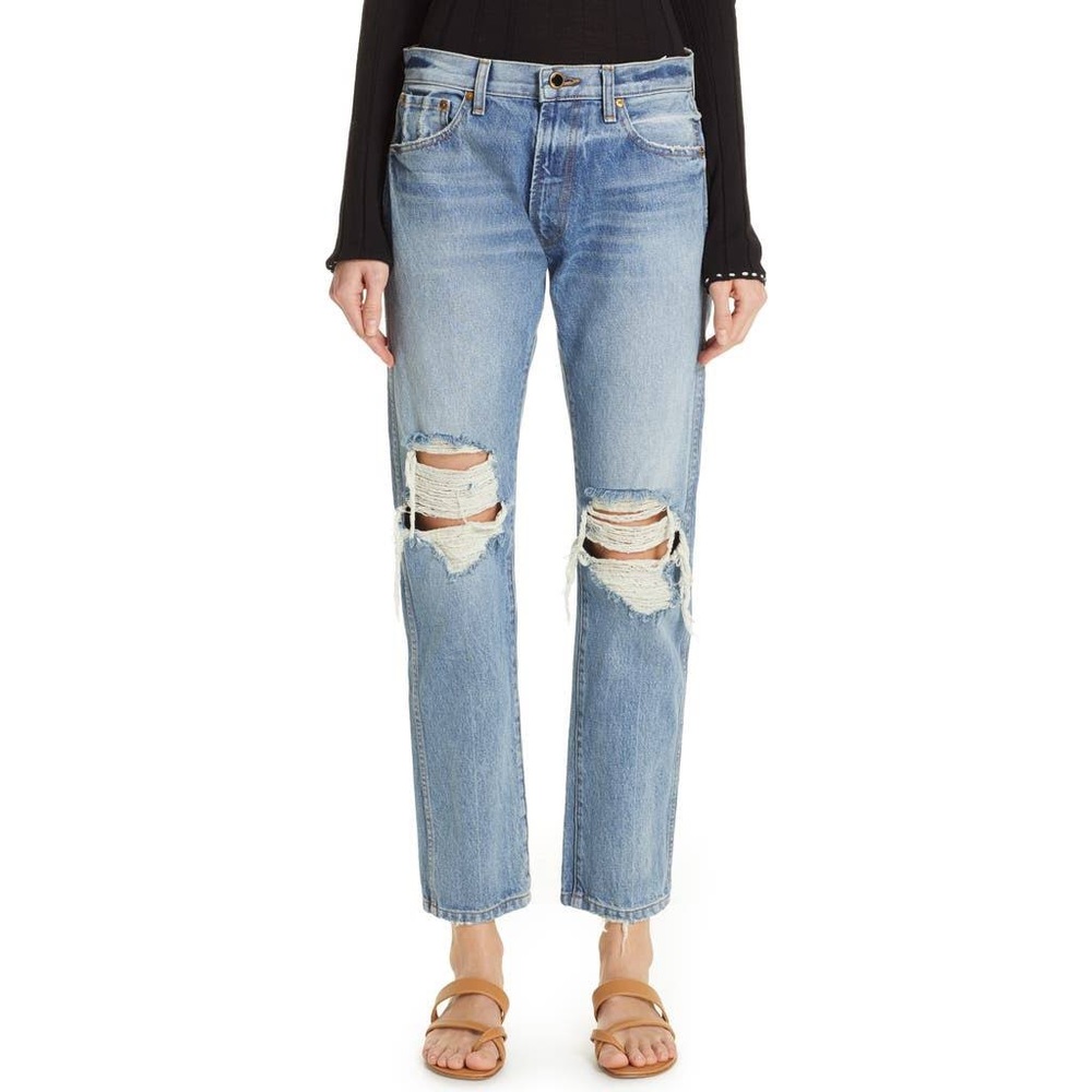 khaite kyle distressed jeans